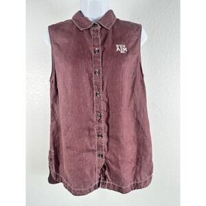 Women's Maroon Texas A&M Sleeveless Tommy Bahama Linen Top, Sz: S